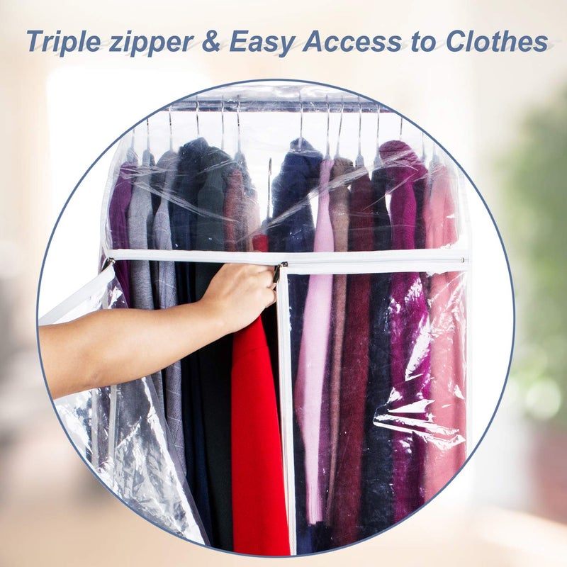 Zilink Clear Garment Bags for Storage 40 inch (2 Pack) Hanging Garment Rack Cover Suit Bags Organizer Hanging Clothes Cover for Suit Coats Jackets Dress Storage - Image 3